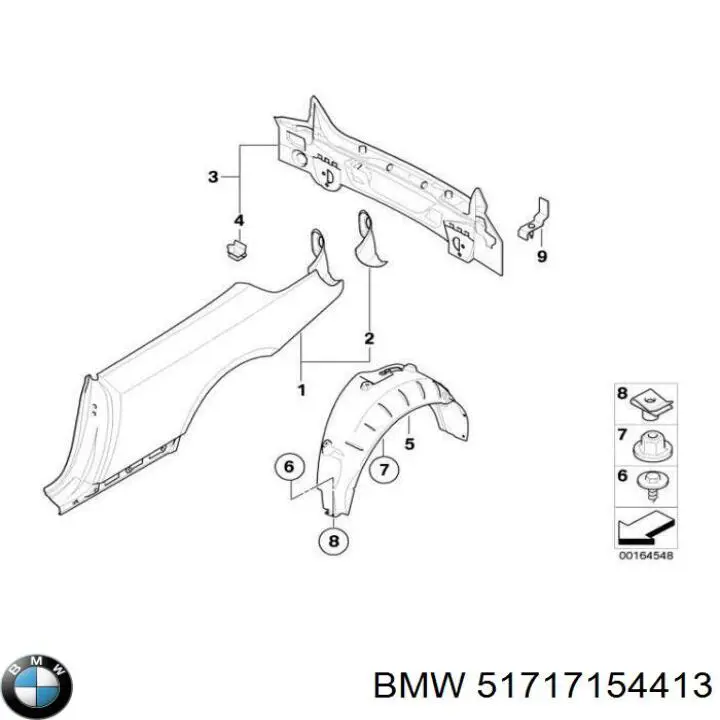 Підкрилок заднього крила, лівий 51717154413 BMW