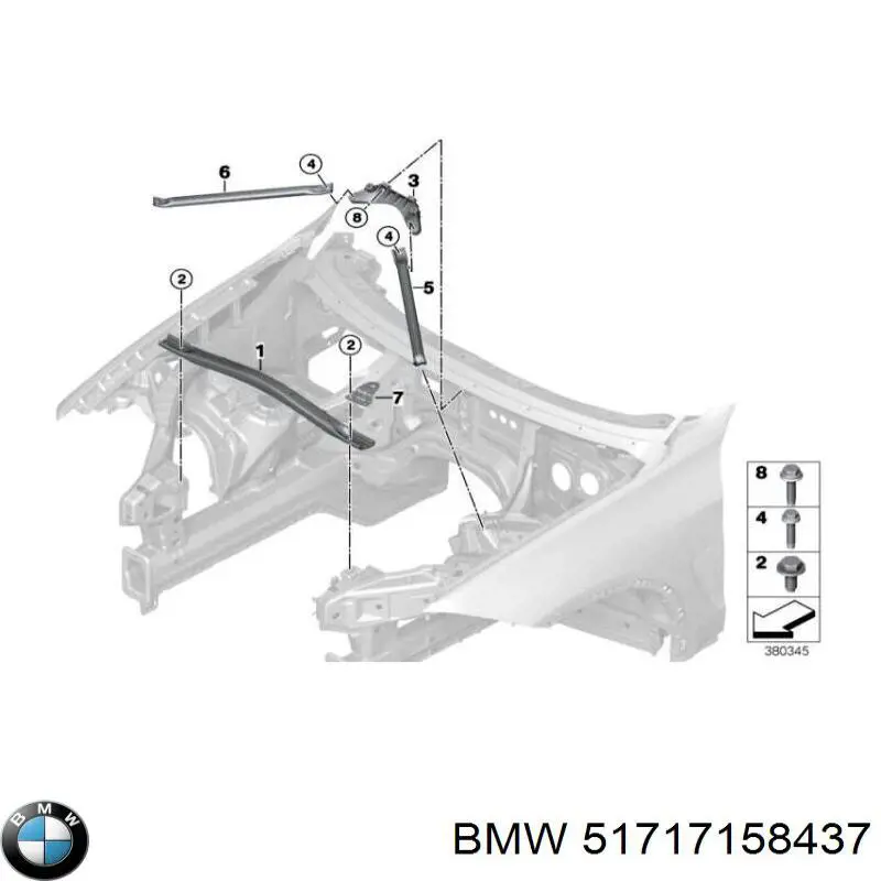 Купити 7158437 BMW Накладка верхня передньої панелі/супорту радіатора