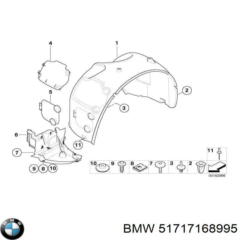 Захист двигуна, лівий BMW 51717168995 ціна, від 350.12 USD