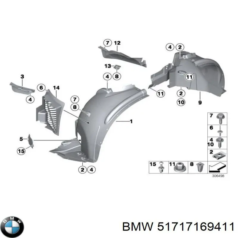 51717169411 BMW підкрилок переднього крила, лівий передній