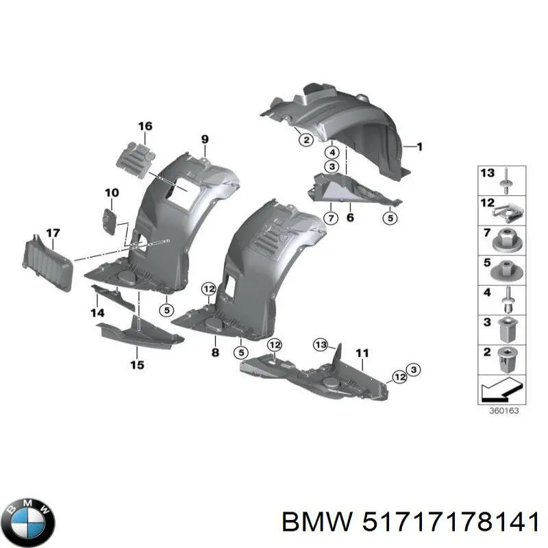 51717178141 BMW Бризговики крила