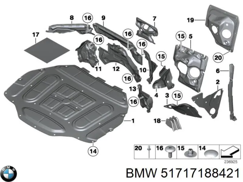 51717188421 BMW Шумоізоляція моторного щита