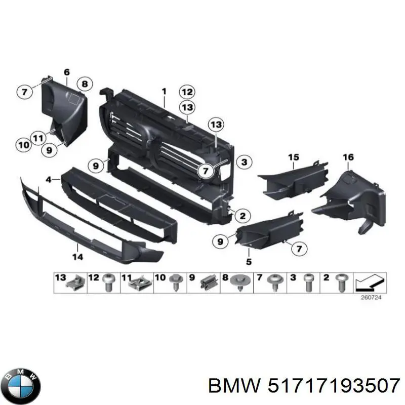 Підкрилок переднього крила, лівий задній BMW 51717193507 ціна, від 31.66 USD