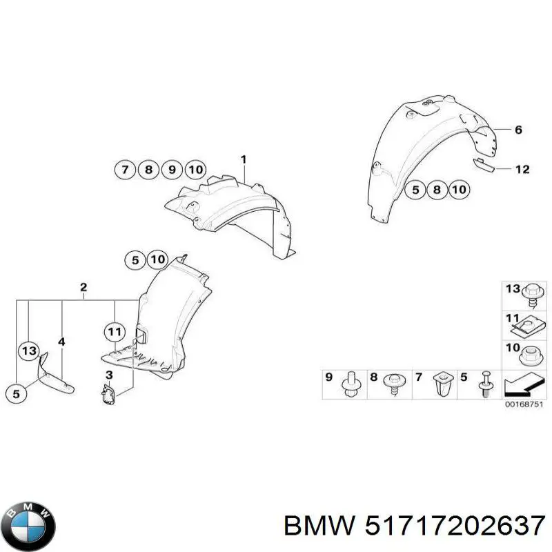 51717202637 BMW підкрилок заднього крила, лівий