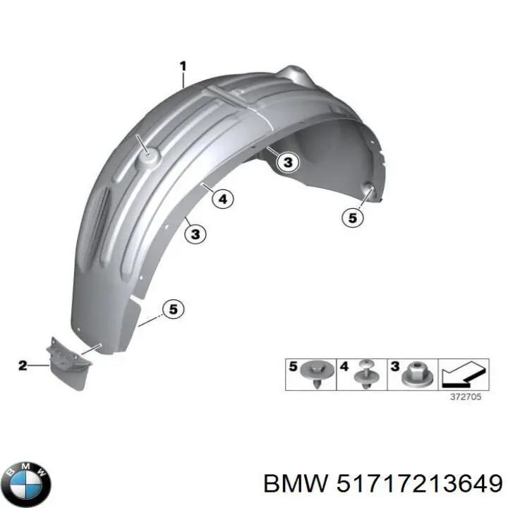 Підкрилок заднього крила, лівий BMW 7213649 ціна, від 22.50 USD