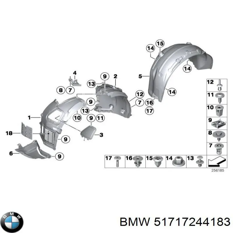 51717244183 BMW Підкрилок переднього крила, лівий задній