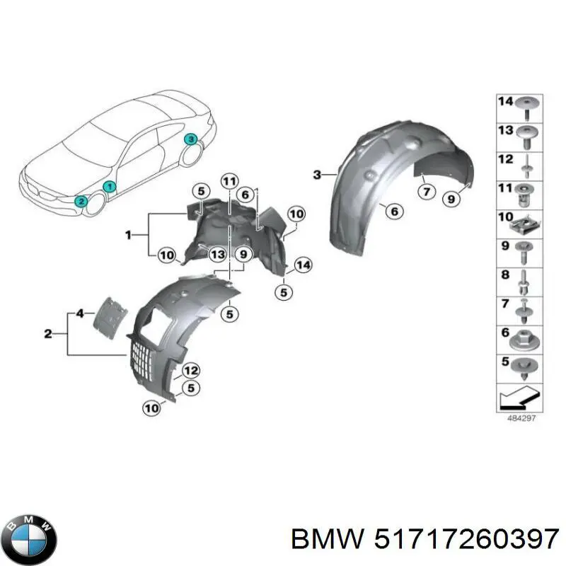 Підкрилок переднього крила лівий+правий, комплект BMW 7260397