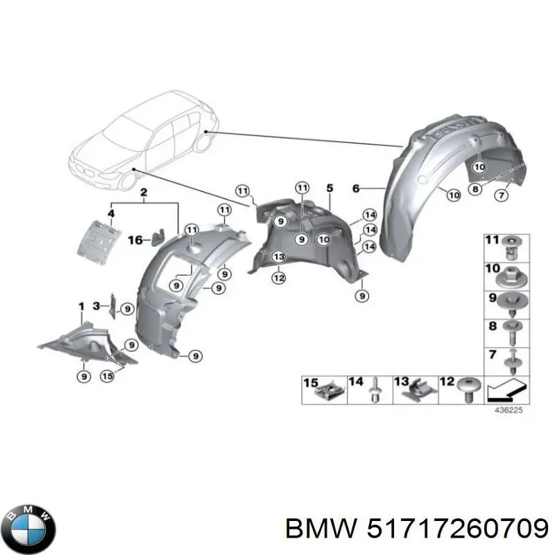 Підкрилок переднього крила, лівий передній 51717260709 BMW