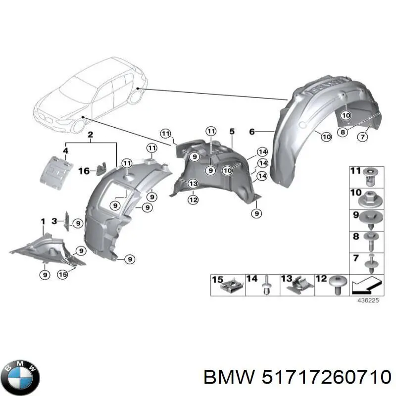 Купити 51717260710 BMW Підкрилок переднього крила, правий передній