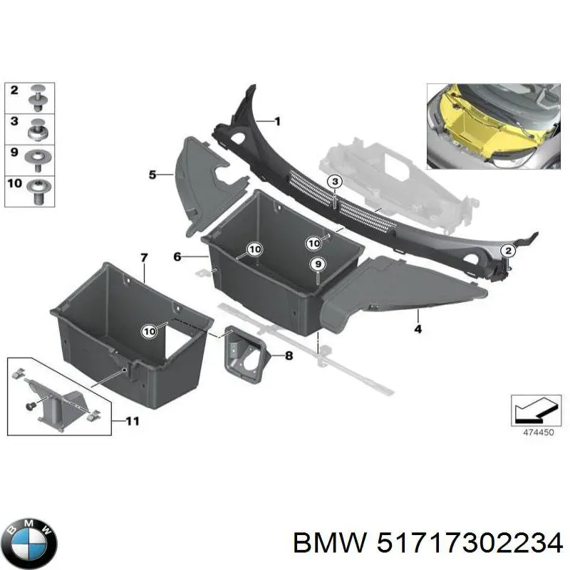Жабо BMW 51717302234 ціна, від 43.51 USD