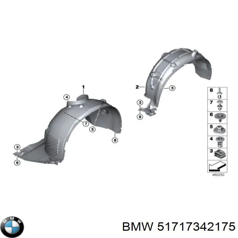Підкрилок переднього крила, лівий BMW 51717342175 ціна, від 128.06 USD