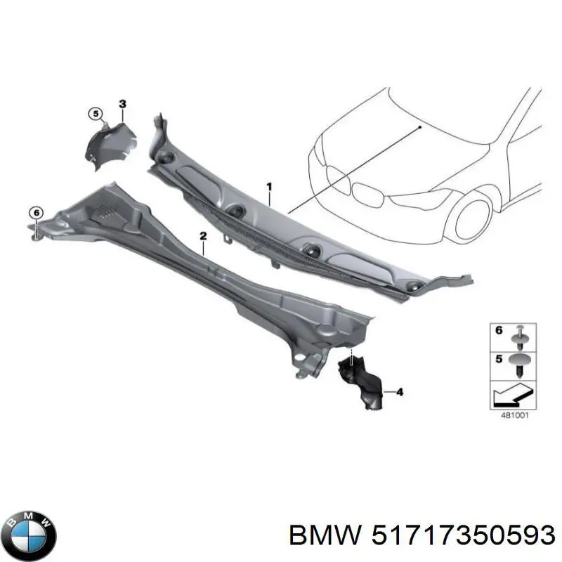 51717350593 BMW Заглушка жабо збоку