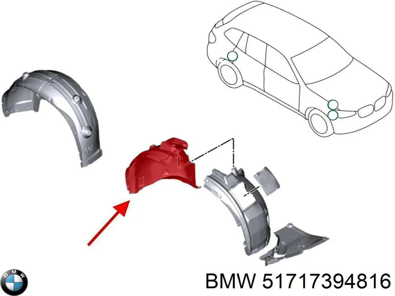 51717394816 BMW Підкрилок переднього крила, правий задній