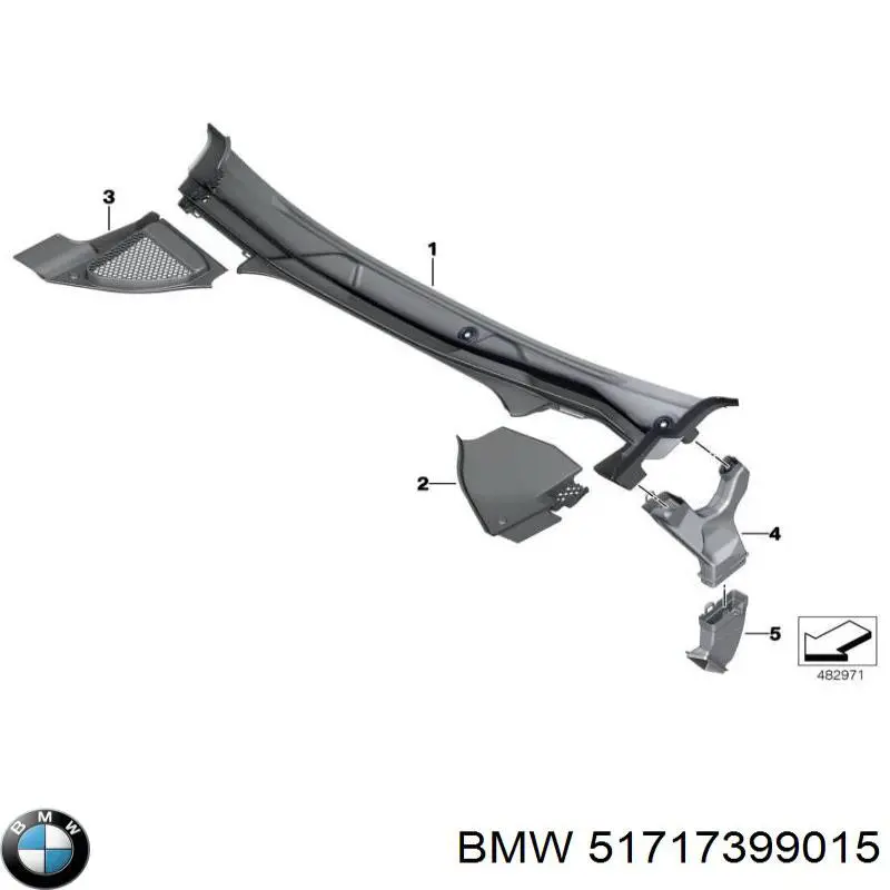 51717399015 BMW Водостік лобового скла, жабо