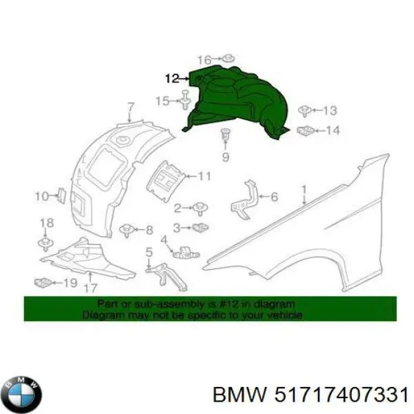 Купити 51717407331 BMW Підкрилок переднього крила, лівий задній