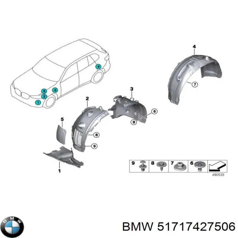51717427506 BMW Підкрилок переднього крила, правий передній