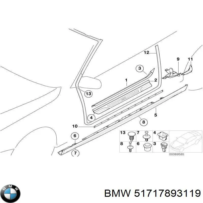 51717893119 BMW Кліпса кріплення накладок порогів