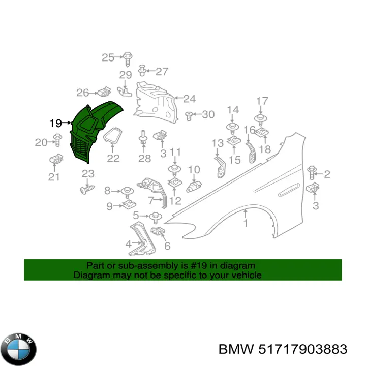 Підкрилок переднього крила, лівий передній BMW 51717903883 ціна, від 75.99 USD