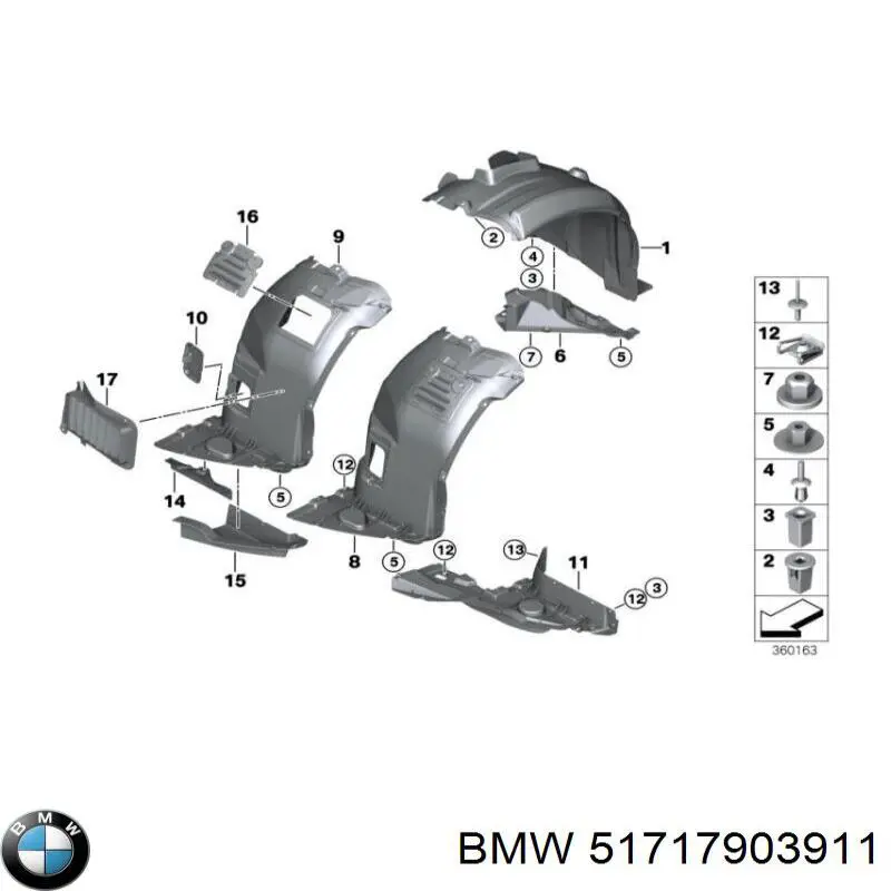 Захист двигуна, лівий 51717903911 BMW