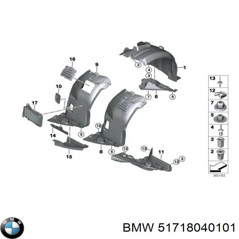 Купити 51714789191 BMW Підкрилок переднього крила, лівий передній