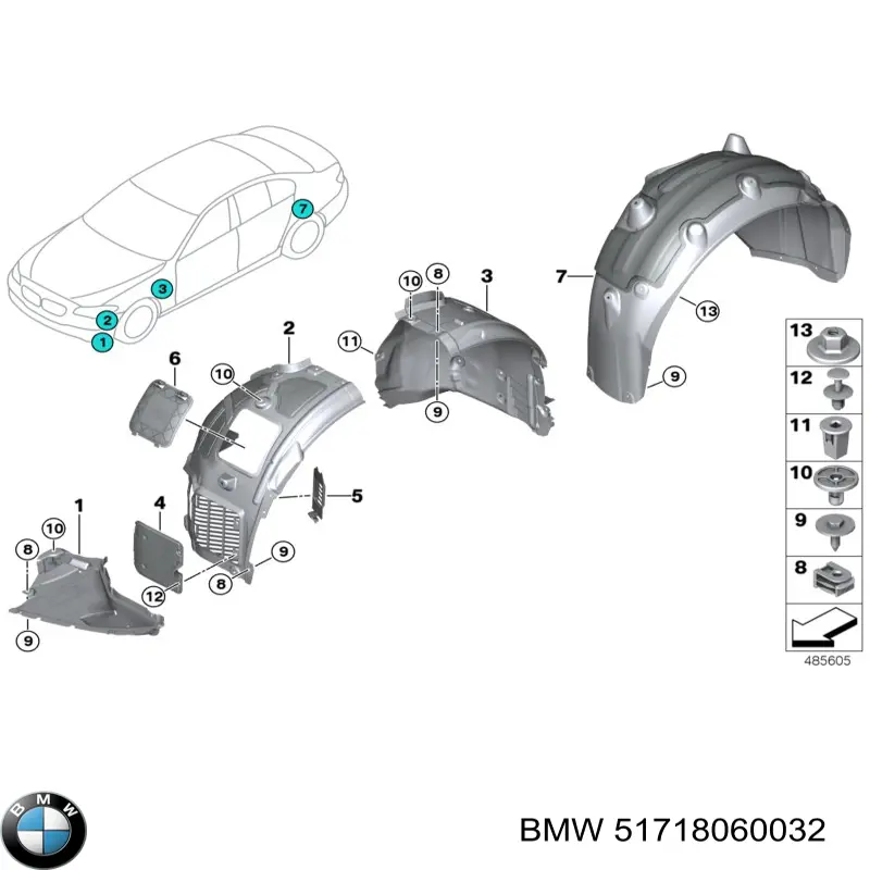 Щиток брудозахисний передньої арки крила на BMW 5 (G31)
