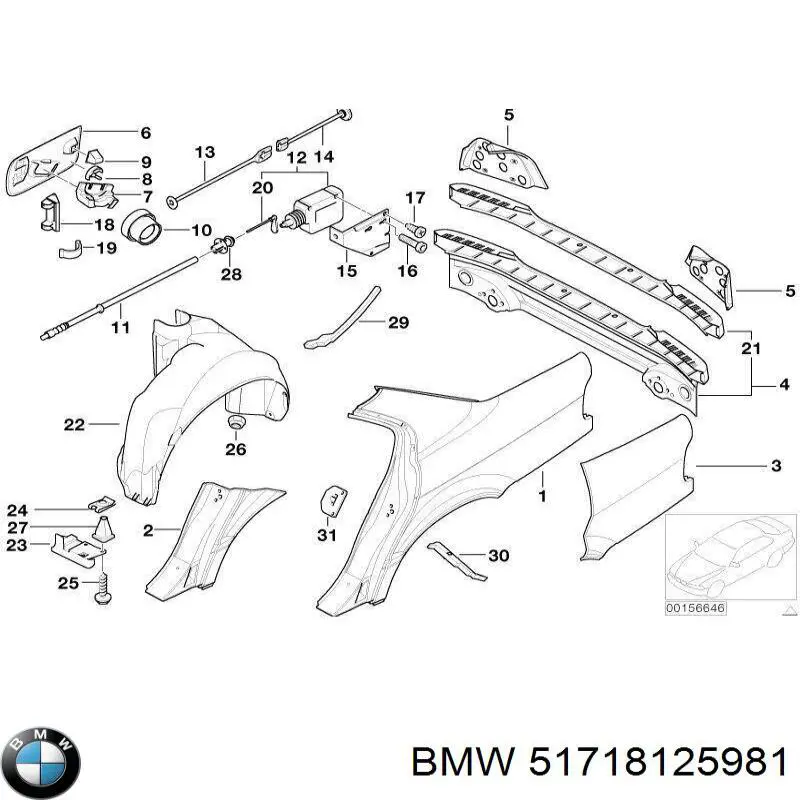 Підкрилок заднього крила, лівий на BMW 7 (E32)