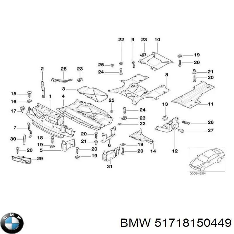 Захист двигуна, лівий на BMW 7 (E38)