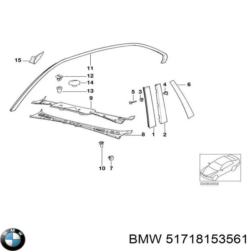 Пістон (кліп) кріплення підкрилки переднього крила 51718153561 BMW