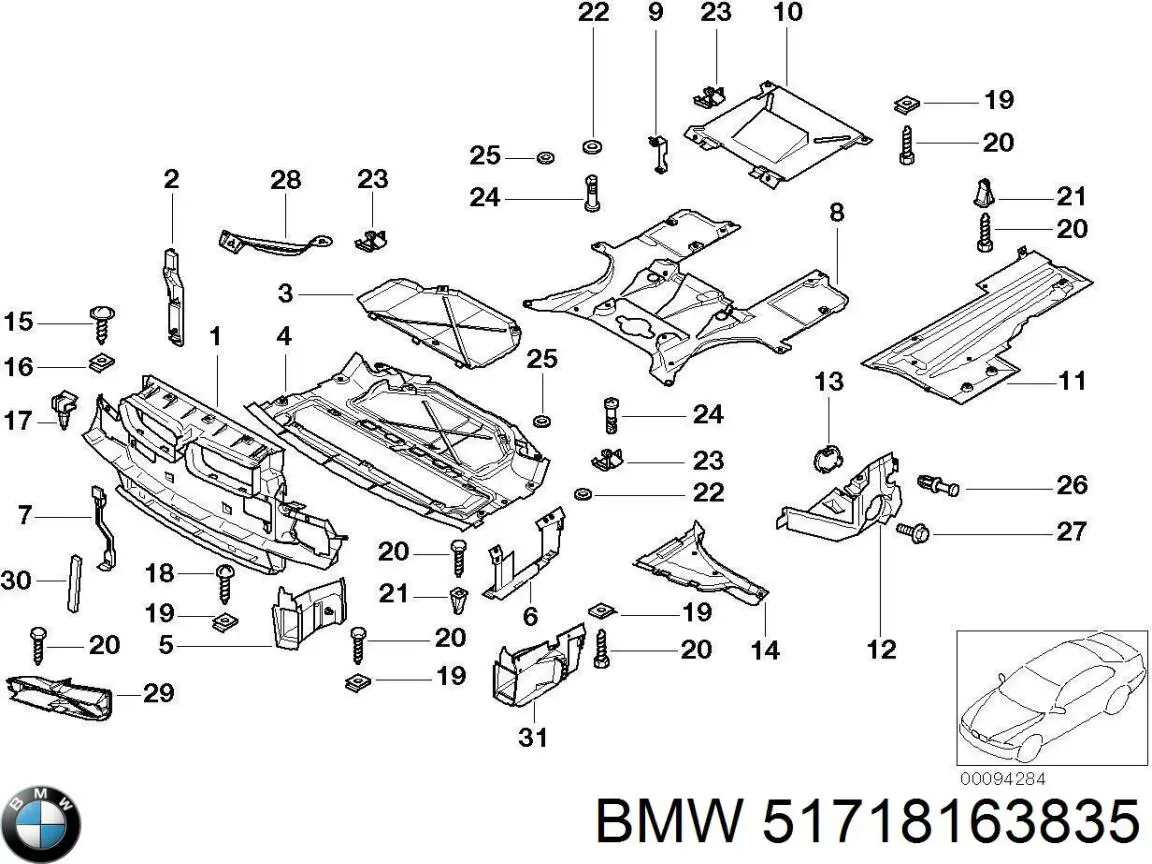 Купити 51718163835 BMW Захист двигуна, лівий