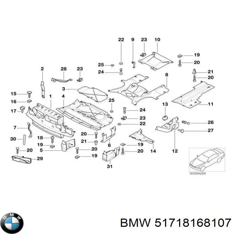 Захист двигуна задній на BMW 7 (E38)