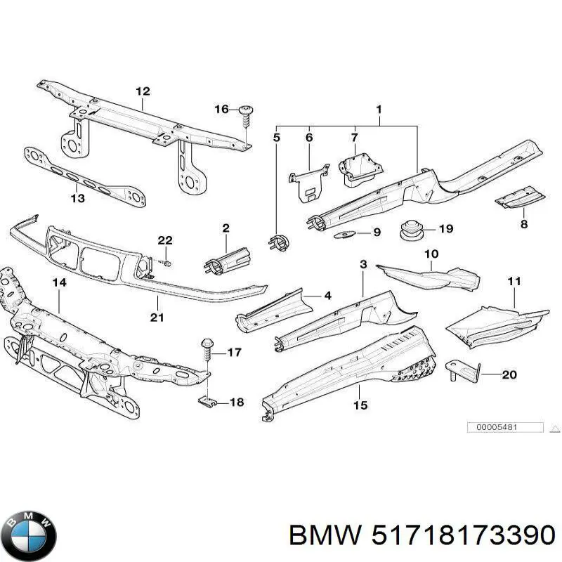 51718173390 BMW Супорт радіатора нижній/монтажна панель кріплення фар