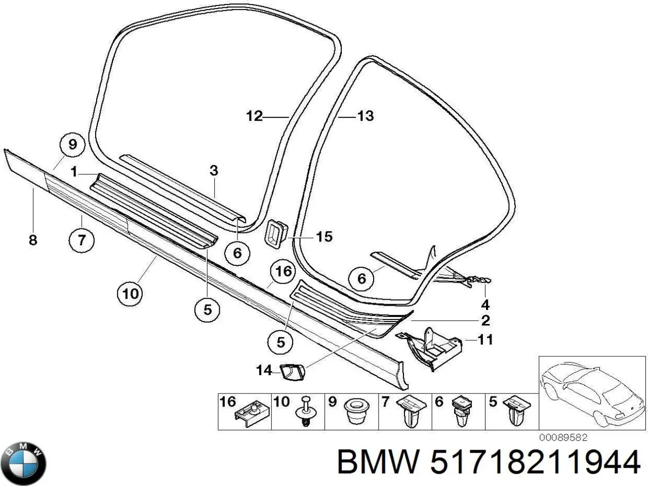 Купити 51718211944 BMW Поріг зовнішній правий