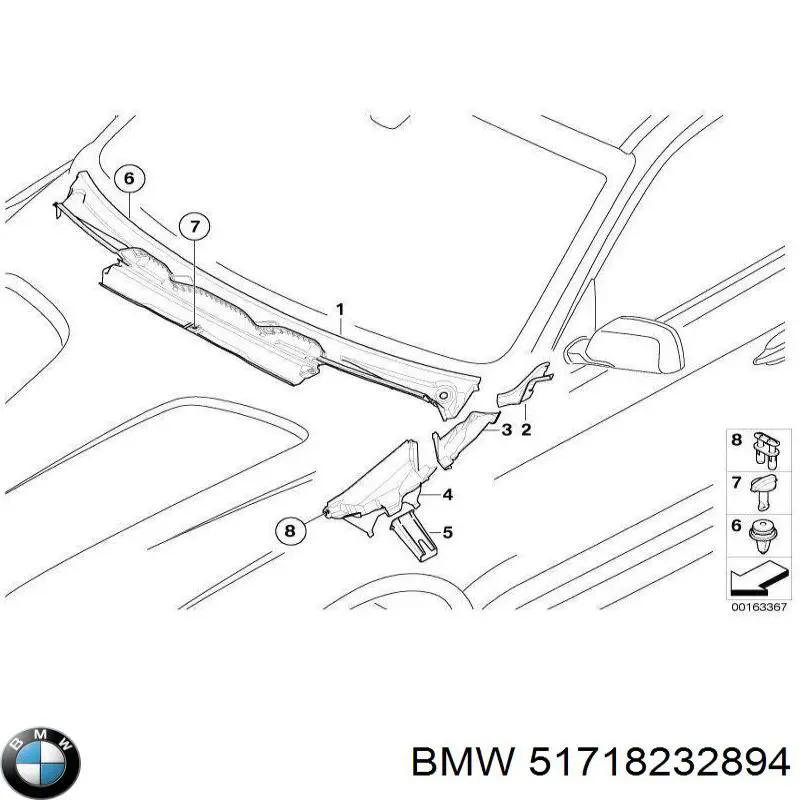 Решітка двірників 51718232894 BMW