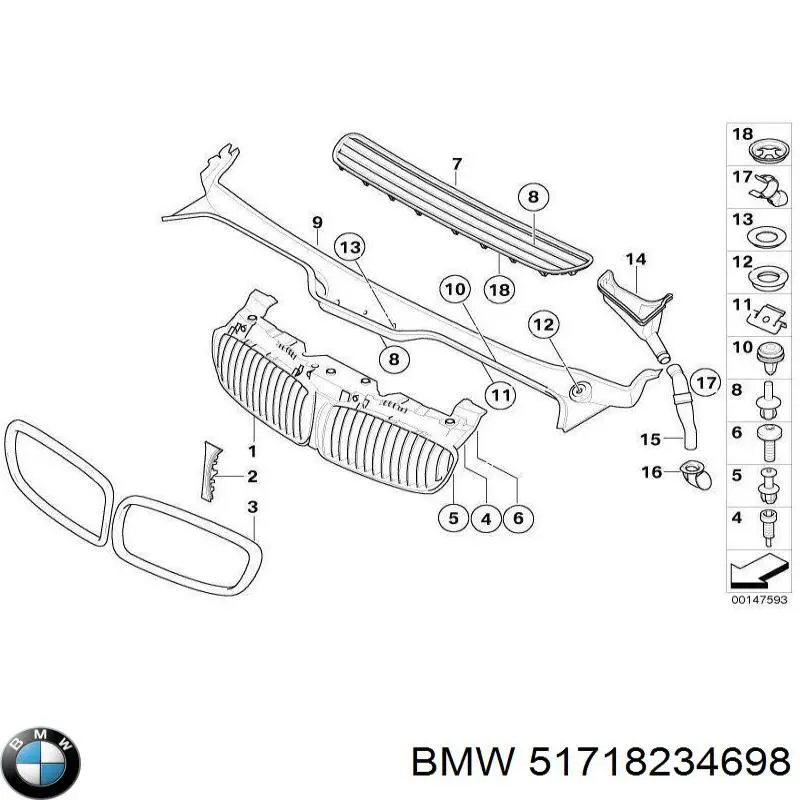 Купити 51718234698 BMW Пістон (кліп) кріплення підкрилки переднього крила