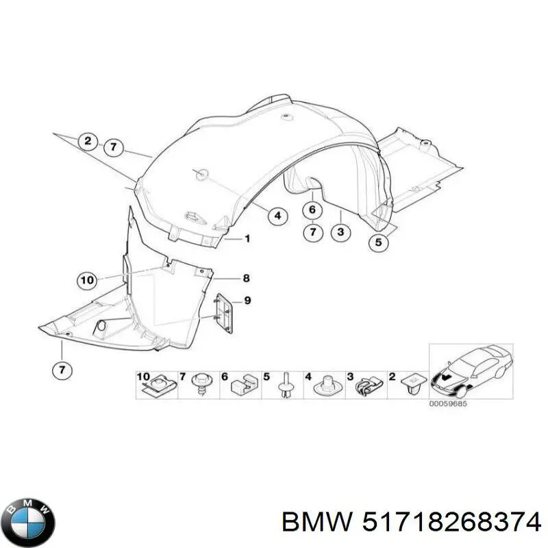  Підкрилок переднього крила, правий BMW 3 