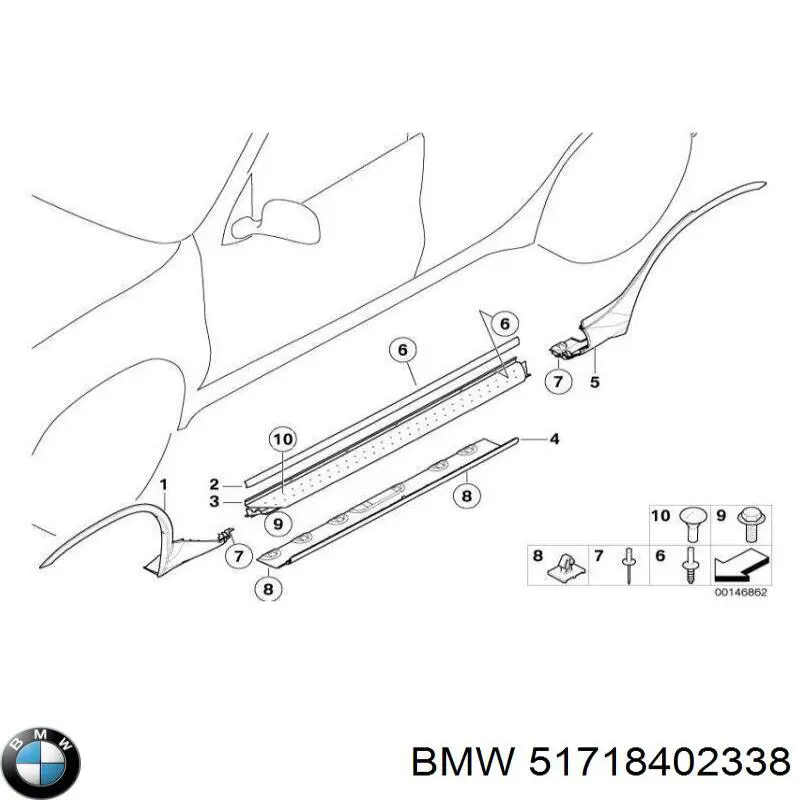 Розширювач/накладка арки заднього крила, правий на BMW X5 (E53)