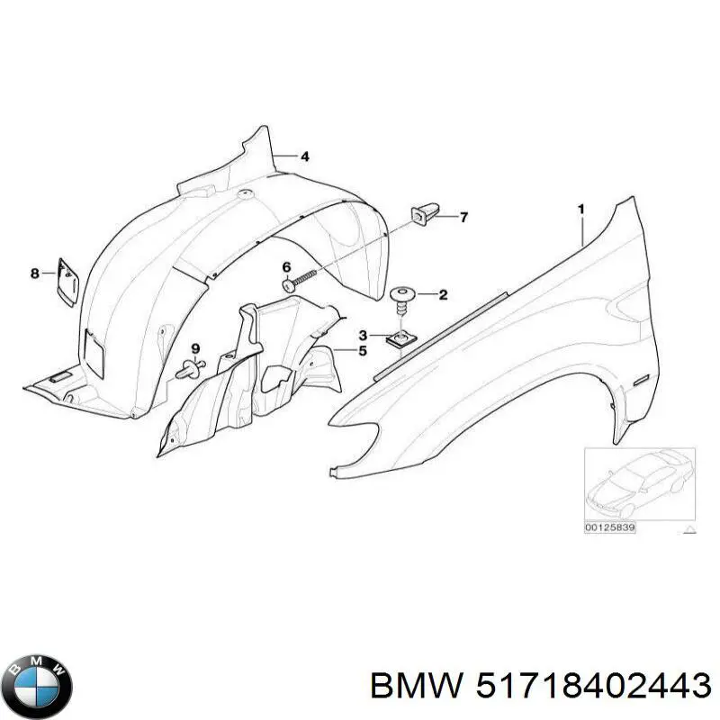 Підкрилок переднього крила, лівий 51718402443 BMW