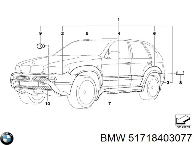 Накладка зовнішня (молдинг) порога, лівий 51718403077 BMW