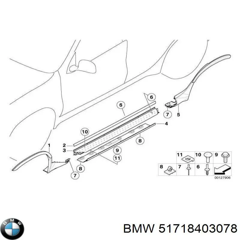 51710392736 BMW накладка зовнішня (молдинг порога, правий)