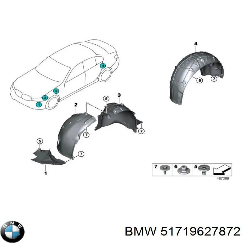 51719627872 BMW Підкрилок задній правий