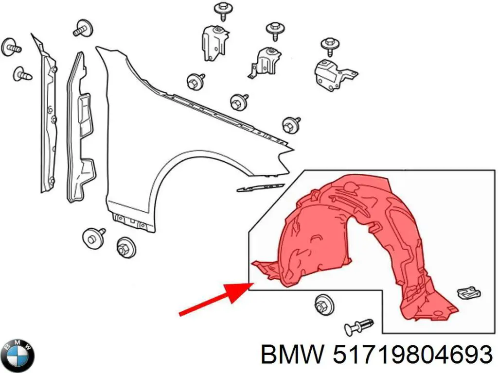 Купити 51719804693 BMW Підкрилок заднього крила, лівий