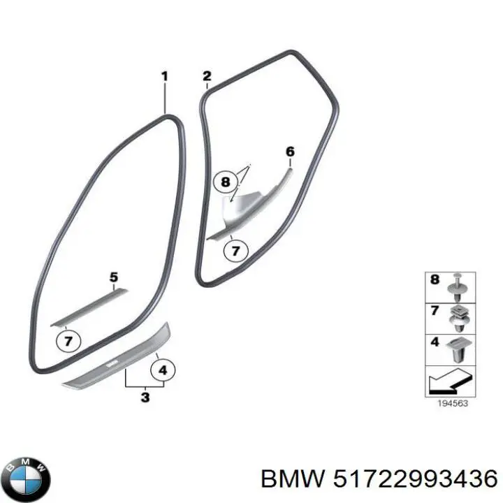 51722993436 BMW Ущільнювач дверей передніх, лівих (на двері)