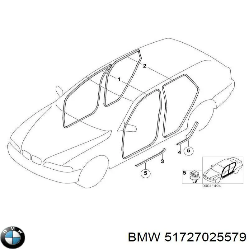 Купити 51727025579 BMW Ущільнювач двері передньої (на кузові)