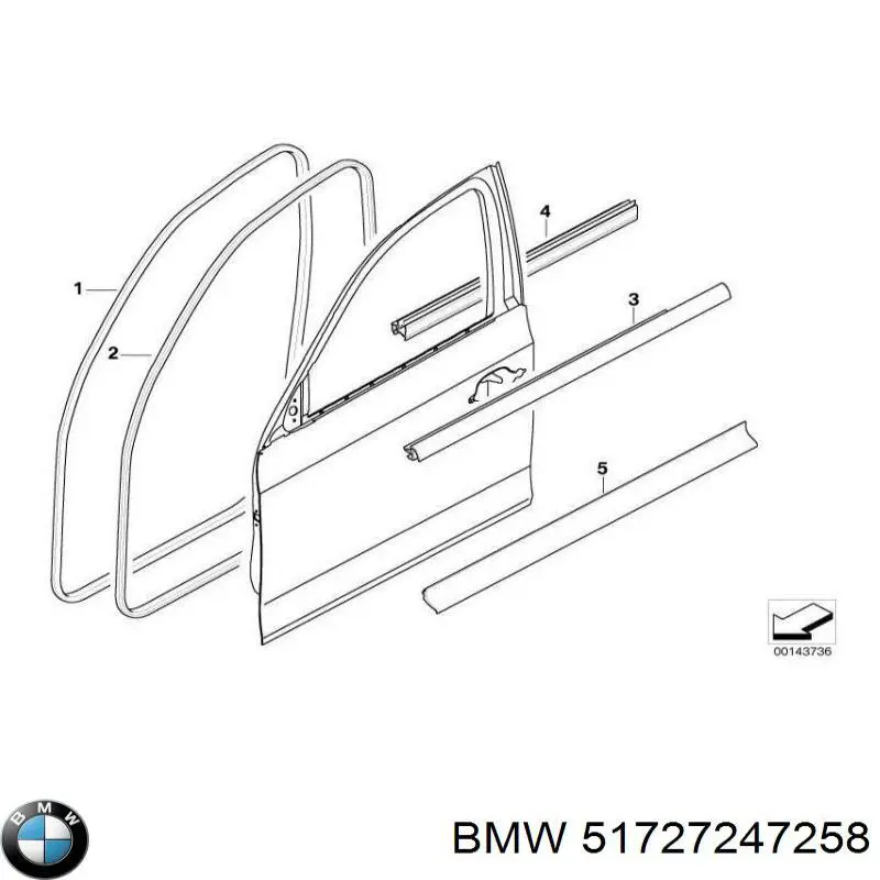 Купити 51727247258 BMW Ущільнювач двері передньої (на кузові)