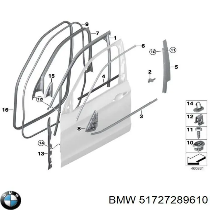 51727289610 BMW ущільнювач двері передньої (на кузові)