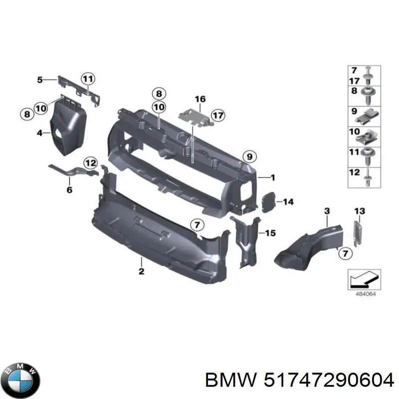 Повітропровід (дефлектор) радіатора, нижній BMW 51747290604 ціна, від 126.66 USD