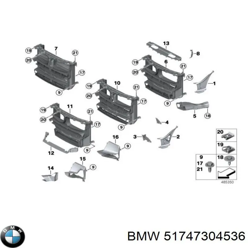 Повітропровід (дефлектор) радіатора, правий BMW 51747304536 ціна, від 35.28 USD