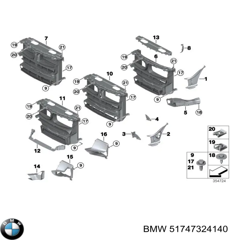 Купити 51747324140 BMW Повітропровід (дефлектор) радіатора, правий