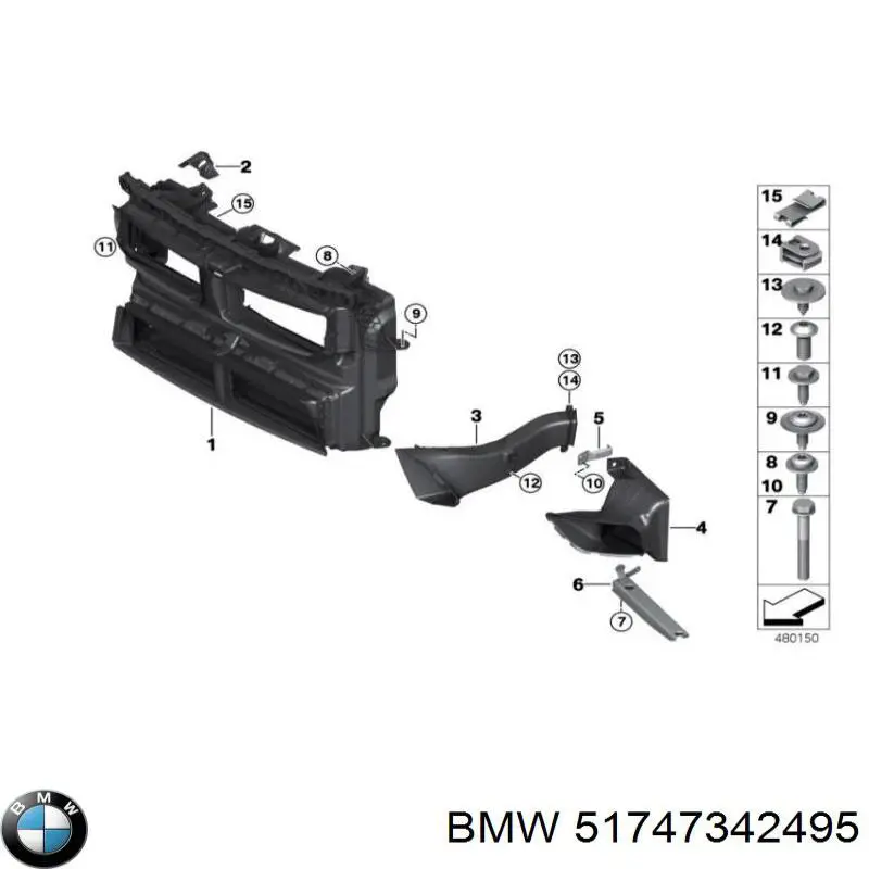 Повітропровід (дефлектор) радіатора, лівий BMW 51747342495 ціна, від 164.09 USD