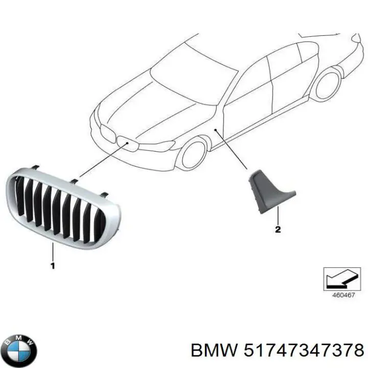 51747347378 BMW Молдинг переднього правого крила